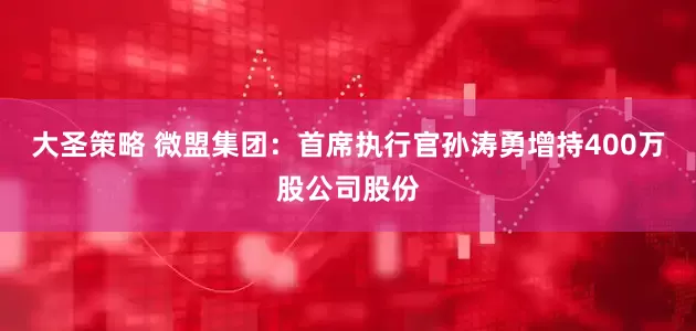 大圣策略 微盟集团：首席执行官孙涛勇增持400万股公司股份